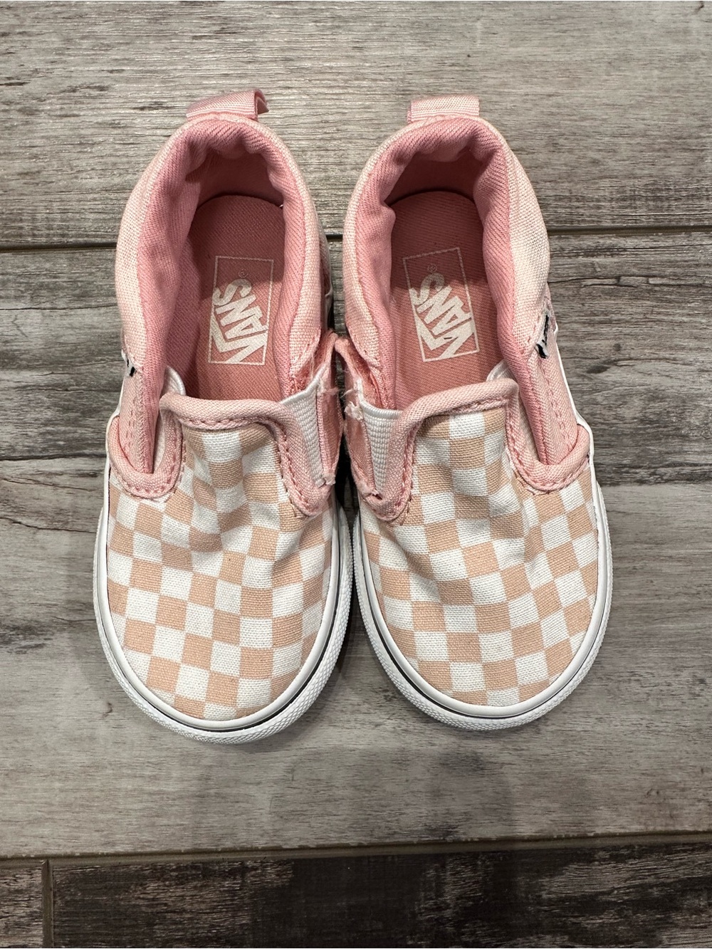 Vans Kids Slip-On Checkerboard Sneakers - Light Pink & White